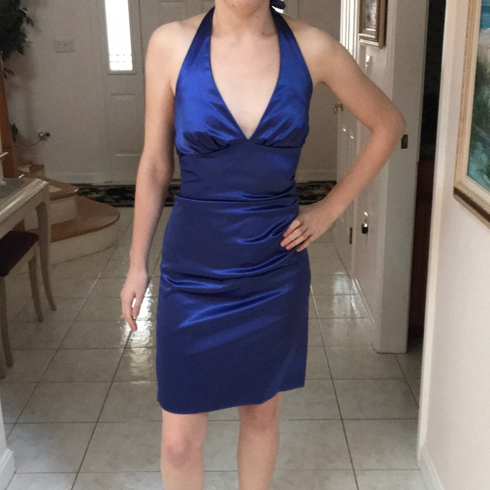 Blue satin formal dress